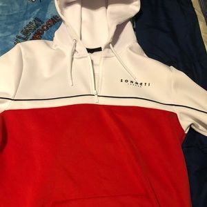 red and white active jacket